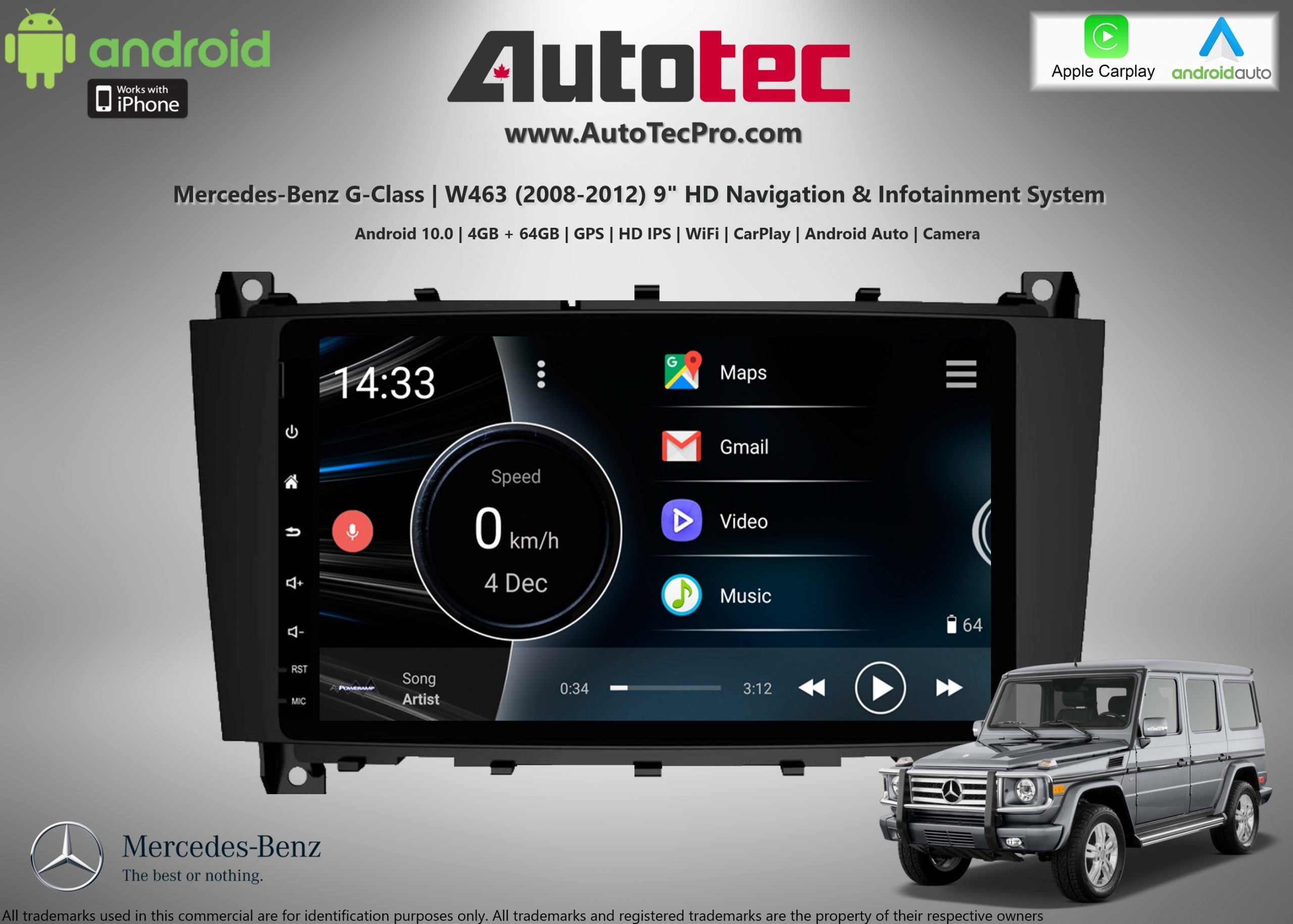 Mercedes Benz G Wagon Android Navigation System Interface