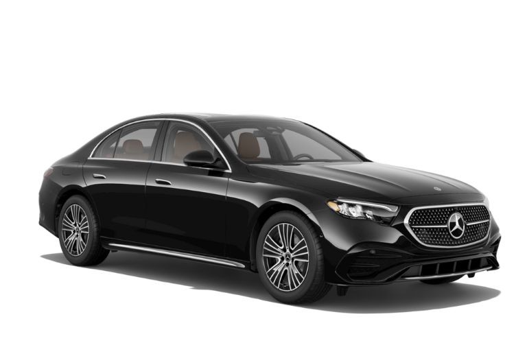 Front view of a 2024 Mercedes-Benz E-Class Sedan in Black showcasing its elegant design