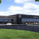 Mercedes-Benz of Atlanta South New Service Center in Newnan, GA, exterior rendering.