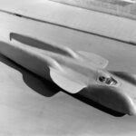 Mercedes-Benz T 80 world record project vehicle, overall view with mounted body. Photo from 1953.