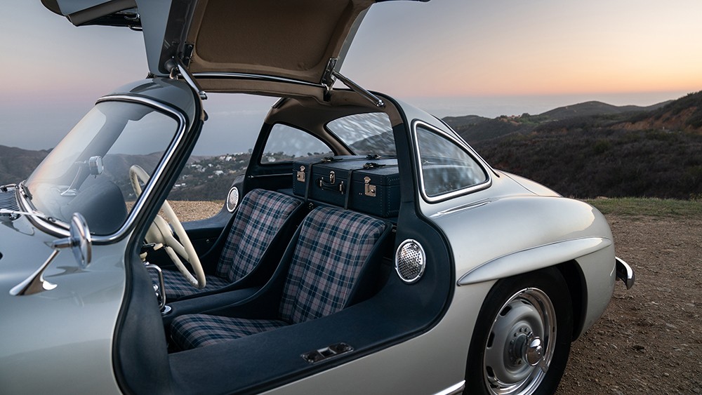 Luxurious Gaberdine Upholstery and Matching Luggage in 1955 Mercedes-Benz 300SL Alloy Gullwing - A Collector's Dream