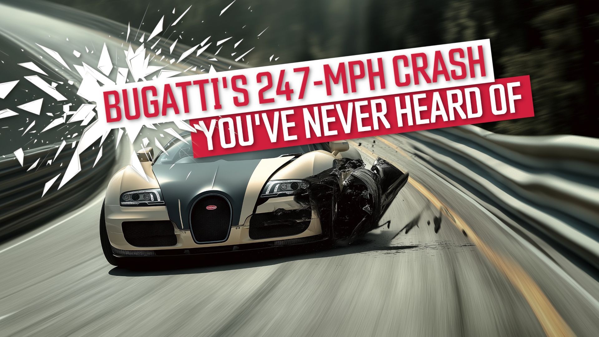 Red Bugatti Veyron crashed on banked oval track