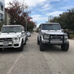 Mercedes Benz G Wagon lifted 2 inches with 35 inch tires showcasing enhanced ground clearance.