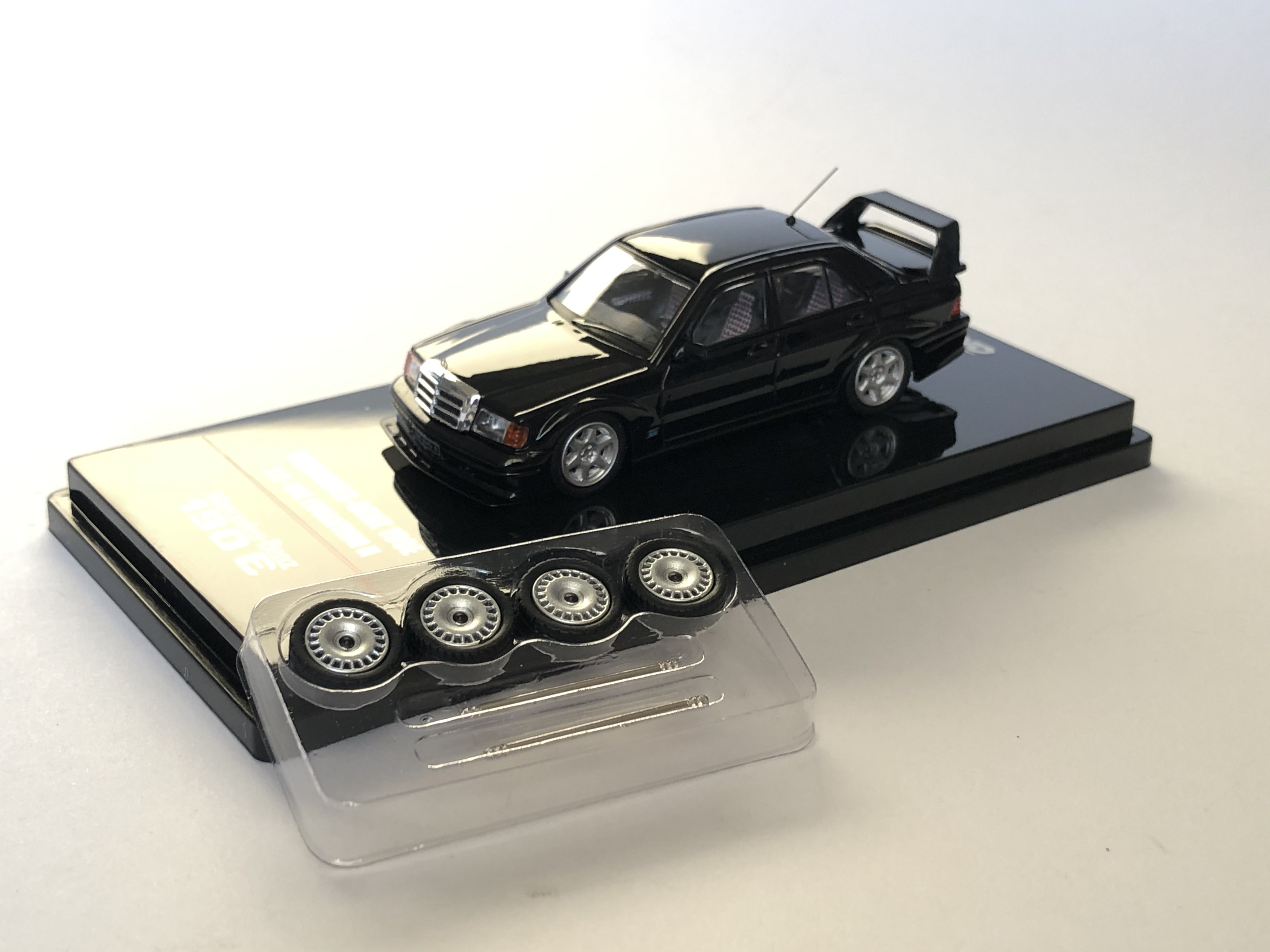 Mercedes Benz 190E Evo II Inno64 Diecast Model Car Black Color Front Angle