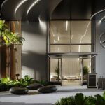 Mercedes-Benz Places Miami lobby exterior showcasing luxury design and the iconic Mercedes-Benz star