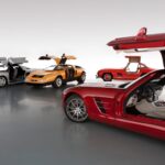 Mercedes-Benz Gullwing Family showcasing various models with wing doors