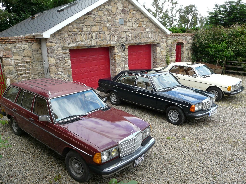 Classic Daimler Benz W123 Sedan parked, showcasing its timeless design