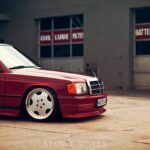 Rodney Nichols' Mercedes 190E, showcasing its unique stance and European flair